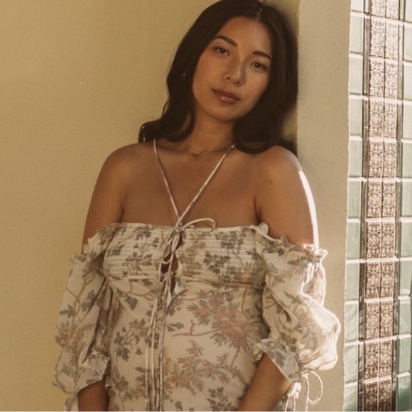 DOEN Vetiver Dress in Salt Floral | Romantic Cottagecore Maxi Dress | Size S - Picture 4 of 10